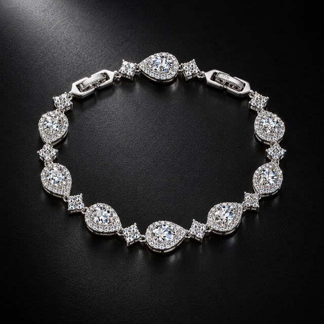 Swarovski Teardrop Halo Tennis Bracelet