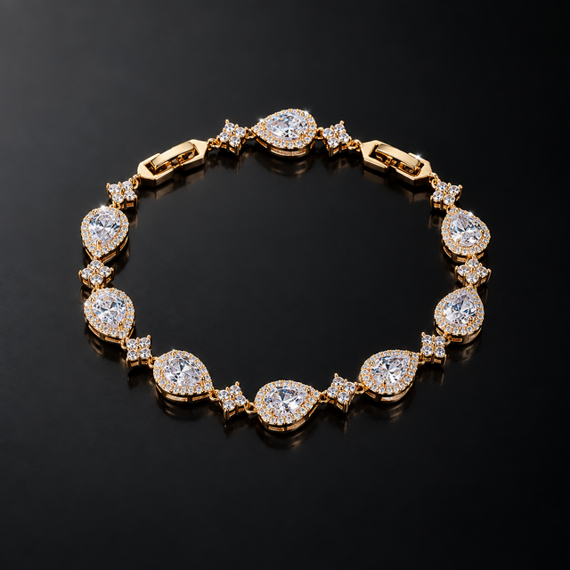 Swarovski Teardrop Halo Tennis Bracelet