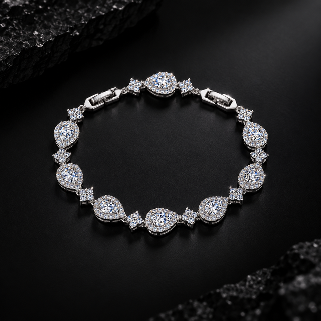Swarovski Teardrop Halo Tennis Bracelet